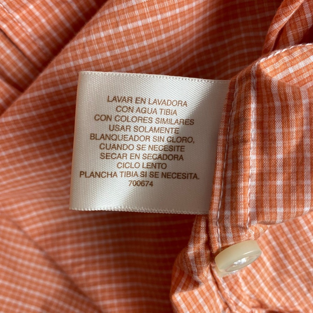ARTICLE 365 Button Up Shirt‎ Men's Size XL Plaid Orange Lightweight Long Sleeve - Picture 13 of 16